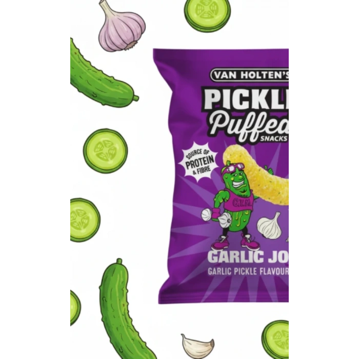 Van Holtens Pıckle Puffed Snacks Garlıc Joe Garlıc Pıckle Flavoured Sarımsaklı Turşu Aromalı Puf Atıştırmalık  90 g