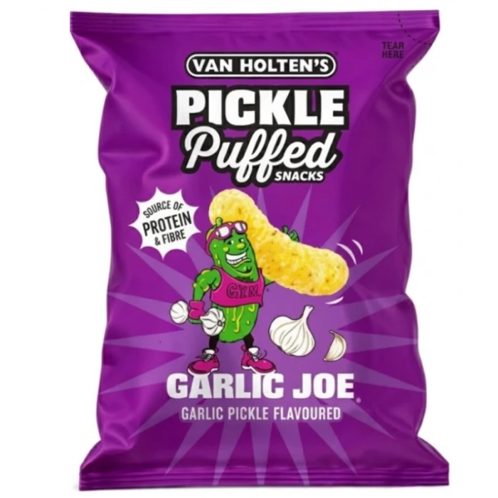 Van Holtens Pıckle Puffed Snacks Garlıc Joe Garlıc Pıckle Flavoured Sarımsaklı Turşu Aromalı Puf Atıştırmalık  90 g