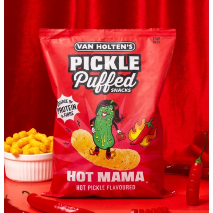 Van Holtens Pıckle Puffed Snacks Hot Mama Hot Pıckle Flavoured Acı Turşu Aromalı Puf Atıştırmalık Cips 90  g