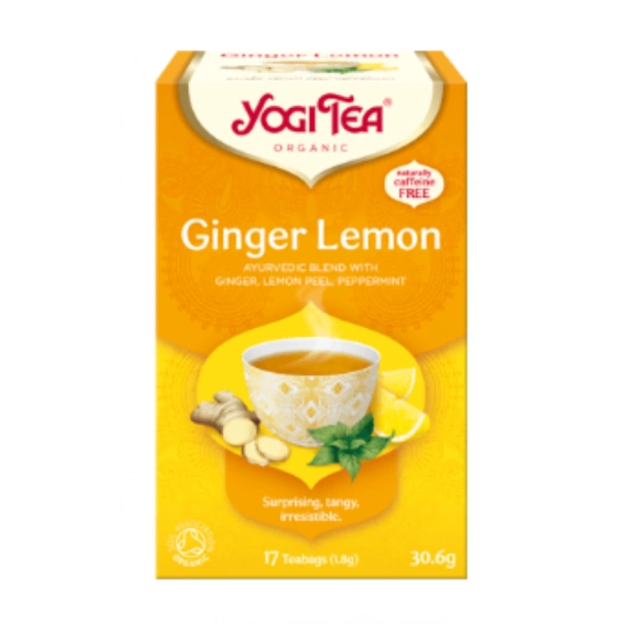Yogı Tea Ginger Organıc Lemon Ayurvedıc Blend Wıth Gınger Lemon Peel Peppermınt 17 Teabags 30.g