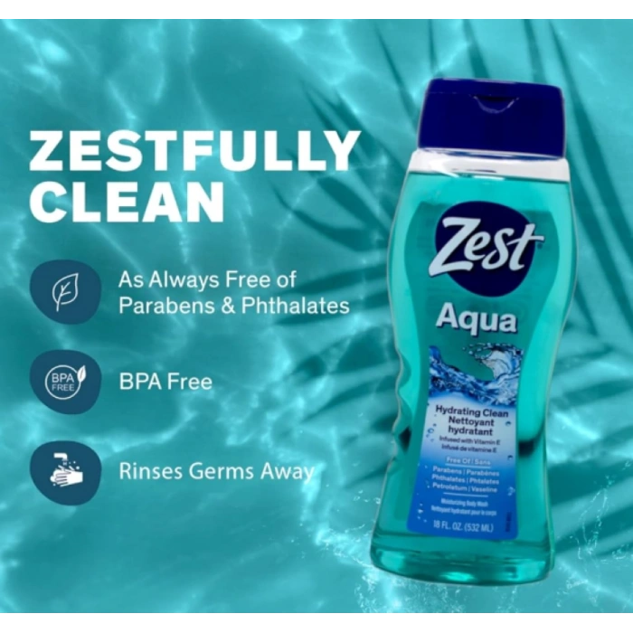Zest Aqua Hydrating Clean Nettoyant Hydratant Body Wash 532 ml