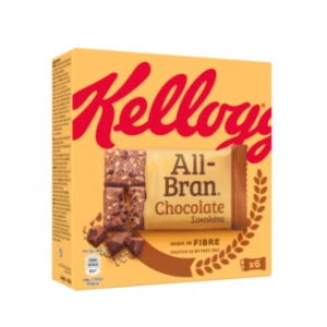 All Bran Chocolate Hıgh ın Fıbre Çikolata Parçacıklı, Kepek Zenginleştirilmiş Buğday ve Yulaf Lifli Tahıl Bar 6X40 gr