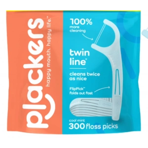 Plackers Happy Mouth Happy Twin Line Cleans Twice As Nice Cool Mint 300 Floss Picks