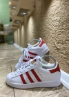 Adidas Süperstar Beyaz Kırmızı İthal Spor Ayakkabı