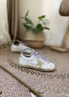 Golden Goose Super Star Eskitme Beyaz Simli