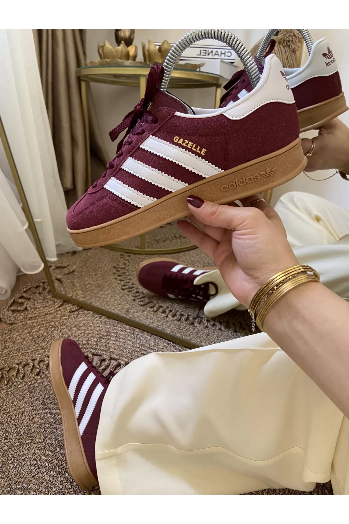 Adidas Gazelle Bordo Beyaz İthal Spor Ayakkabı