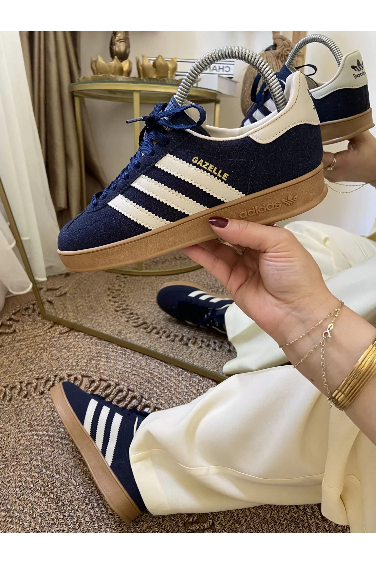 Adidas Gazelle Lacivert Krem İthal Spor Ayakkabı