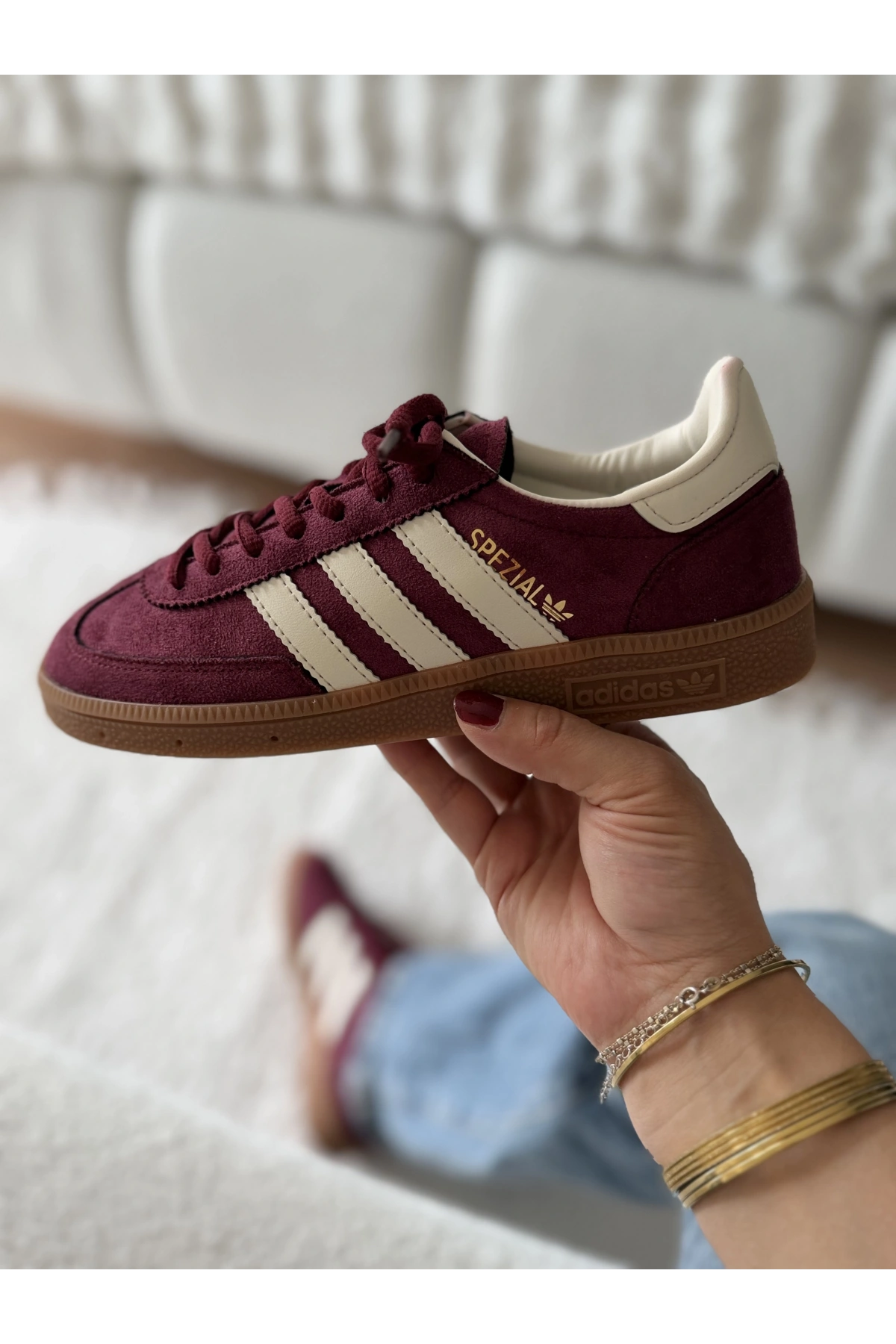 Adidas Handball Spezial Burgundy White Unisex Sneaker