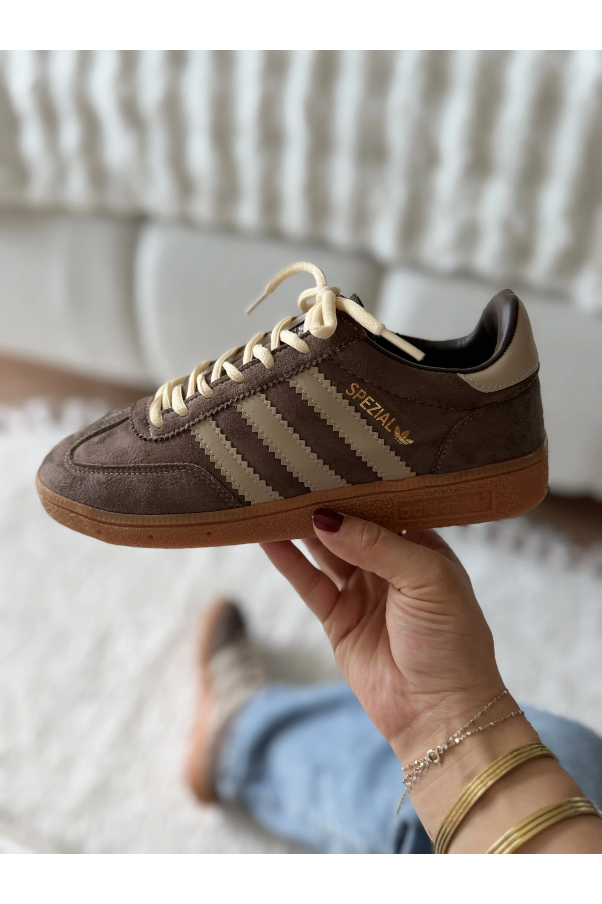 Adidas Handball Spezial Dark Brown Beige Unisex Sneaker