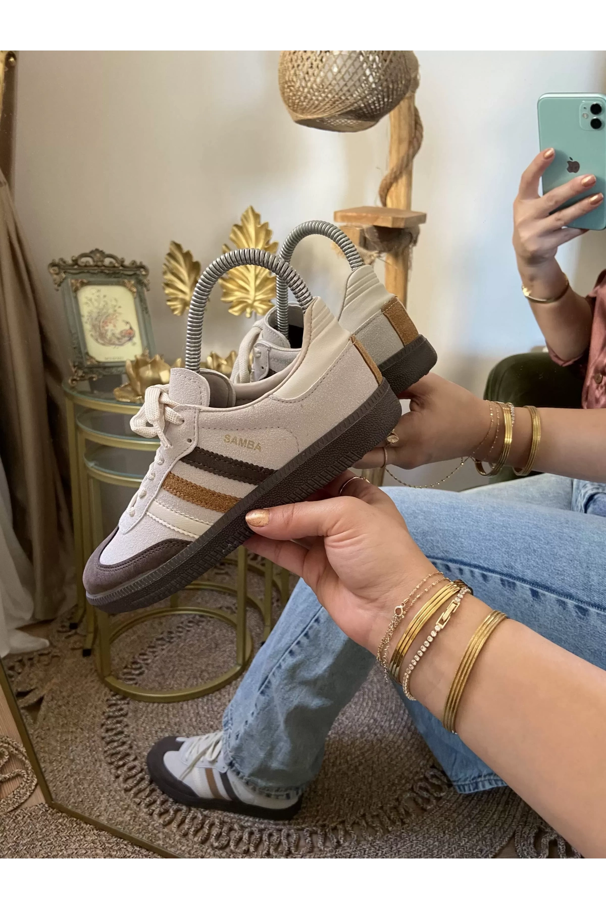 Adidas Samba Kahve Krem Spor Ayakkabı