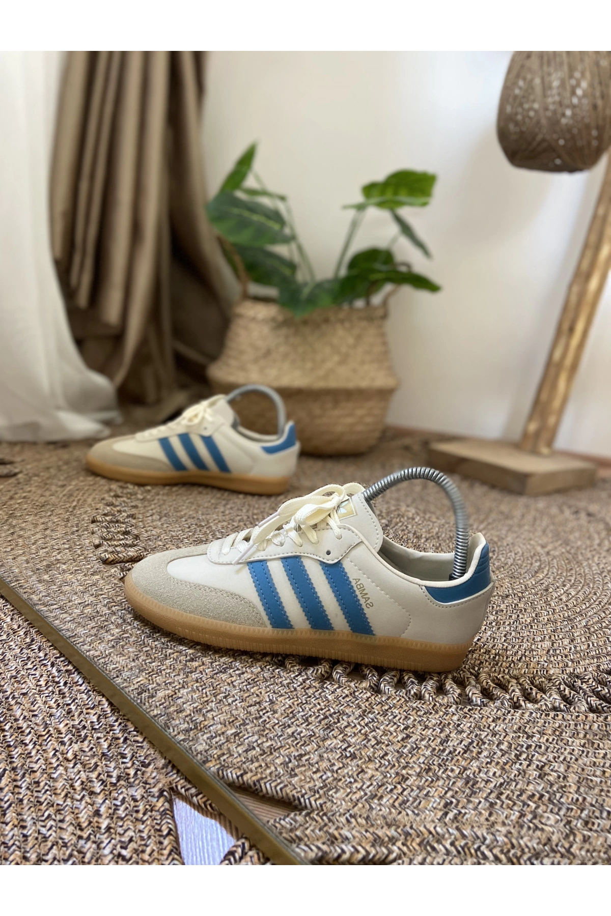 Adidas Samba Krem Mavi İthal Spor Ayakkabı