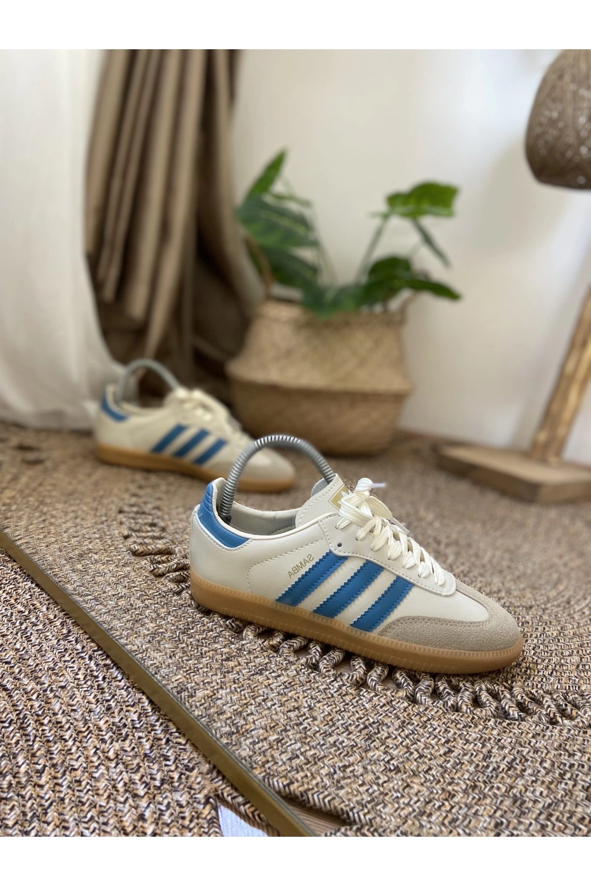 Adidas Samba Krem Mavi İthal Spor Ayakkabı