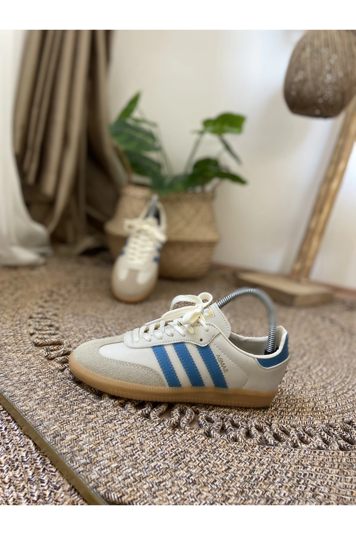 Adidas Samba Krem Mavi İthal Spor Ayakkabı