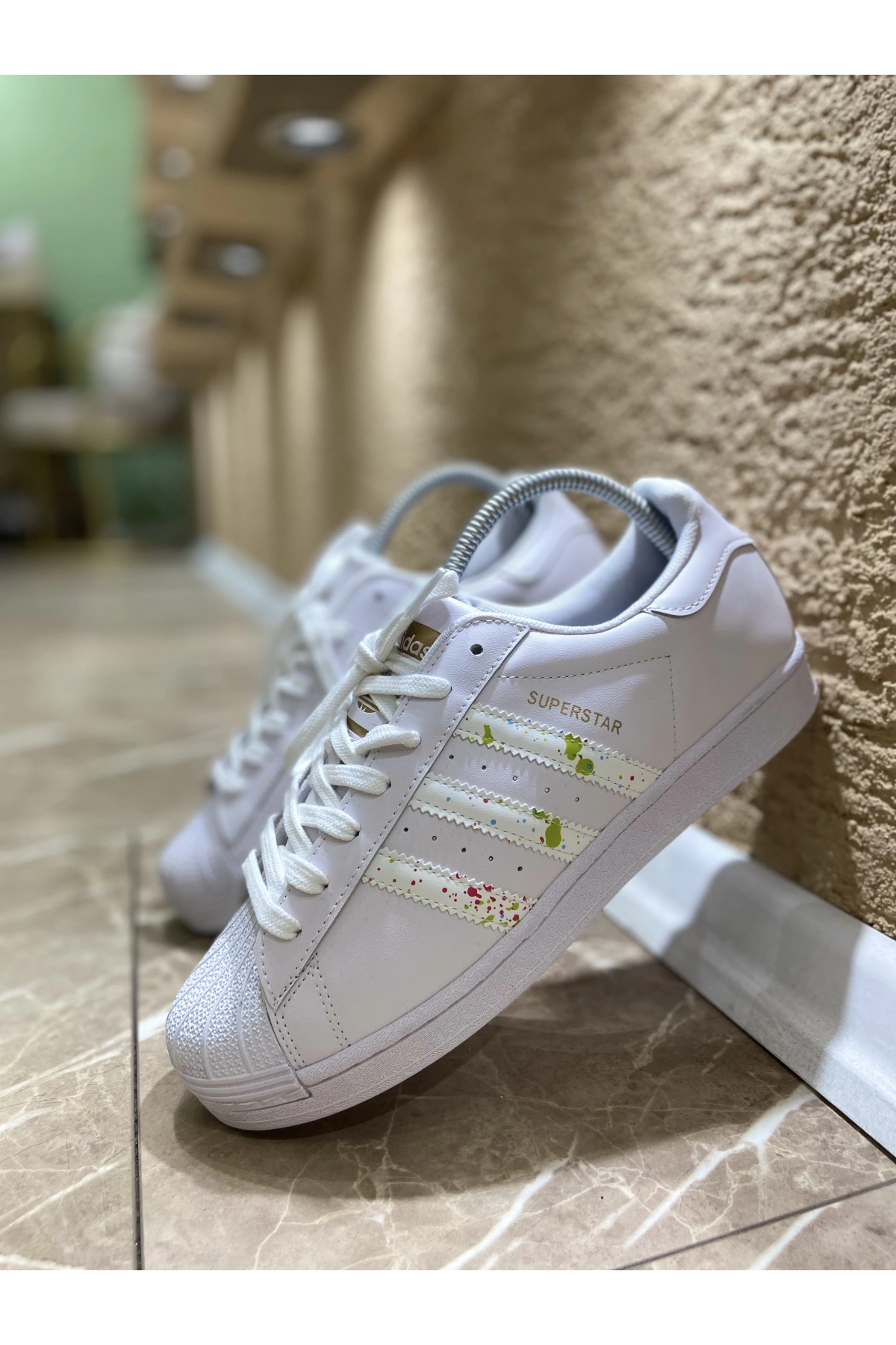 Adidas Süperstar Beyaz Boyalı İthal Spor Ayakkabı