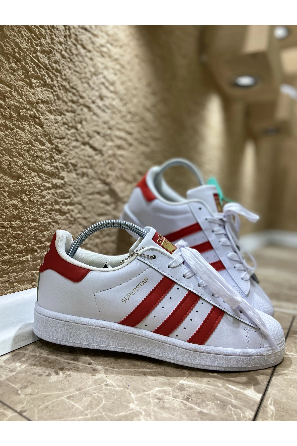 Adidas Süperstar Beyaz Kırmızı İthal Spor Ayakkabı