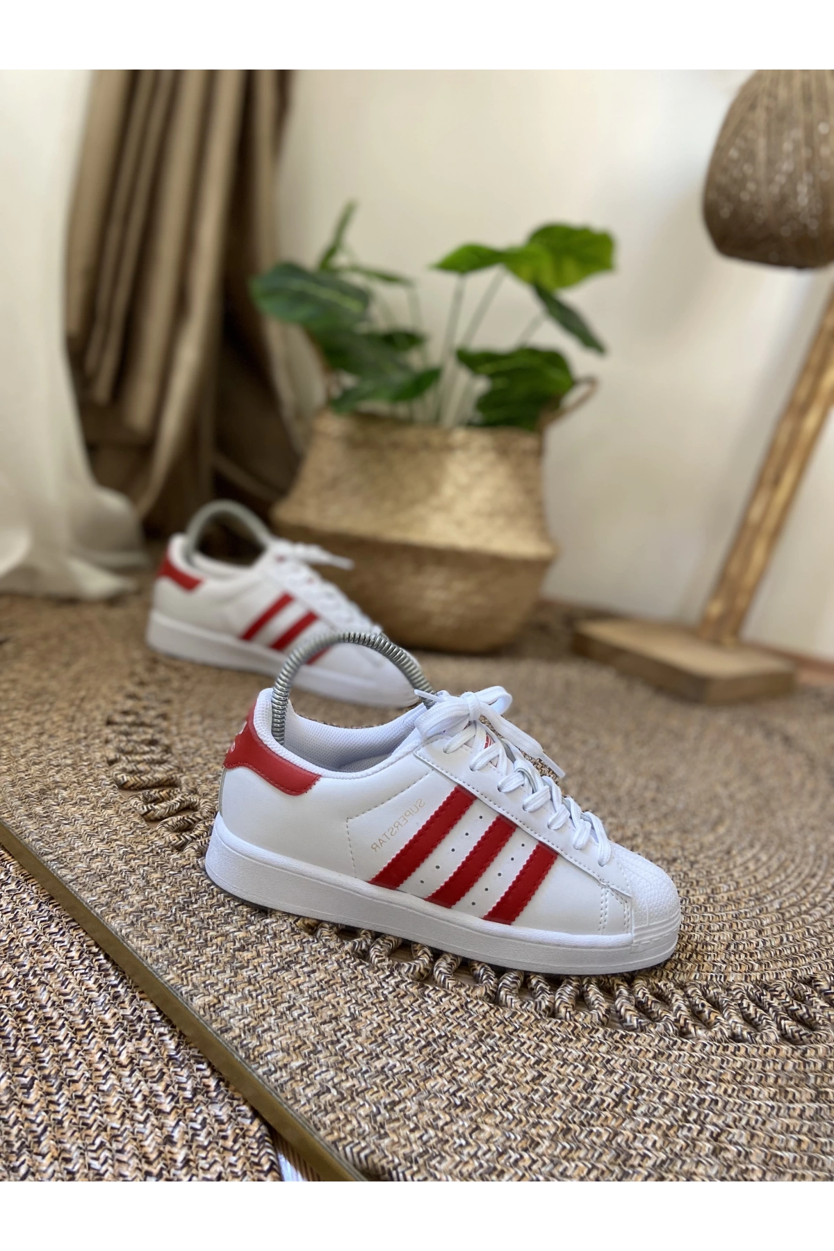 Adidas Süperstar Beyaz Kırmızı İthal Unisex