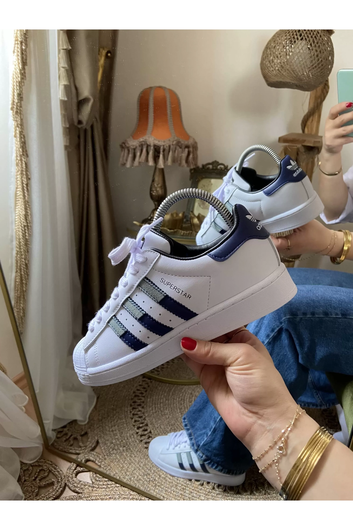 Adidas Süperstar Beyaz Mavi