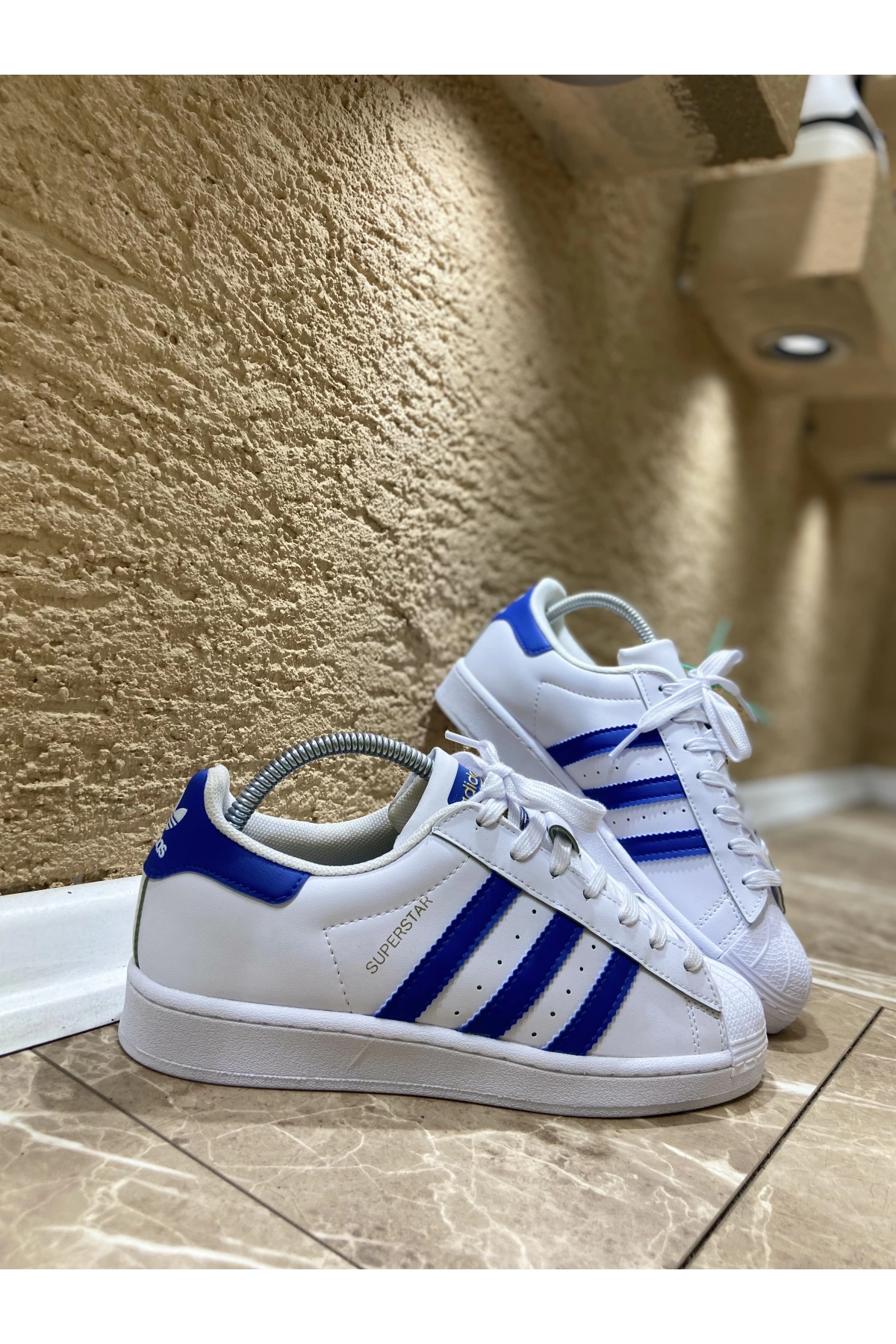 Adidas Süperstar Beyaz Mavi İthal Spor Ayakkabı