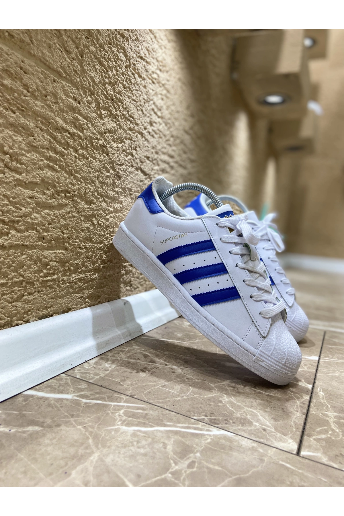 Adidas Süperstar Beyaz Mavi İthal Spor Ayakkabı
