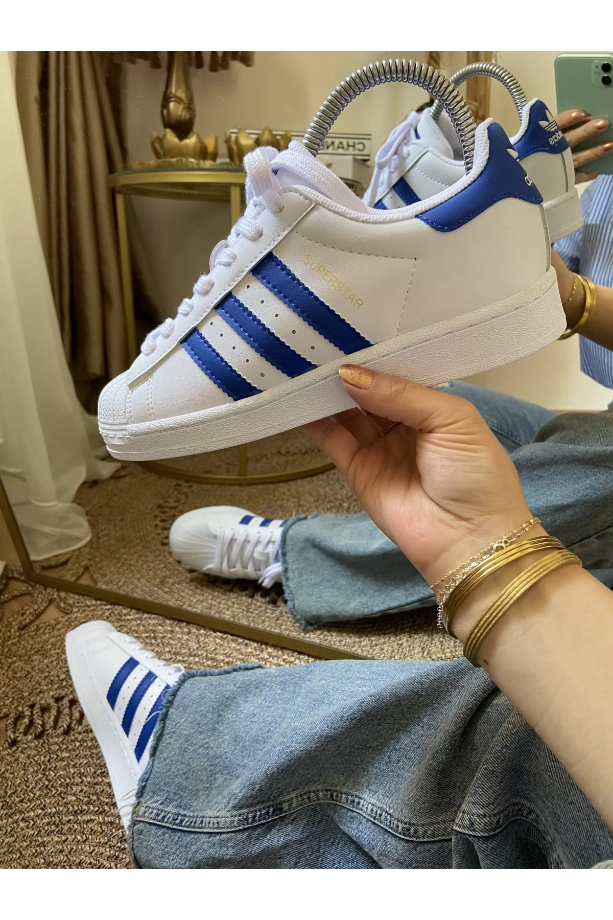 Adidas Süperstar Beyaz Mavi İthal Unisex