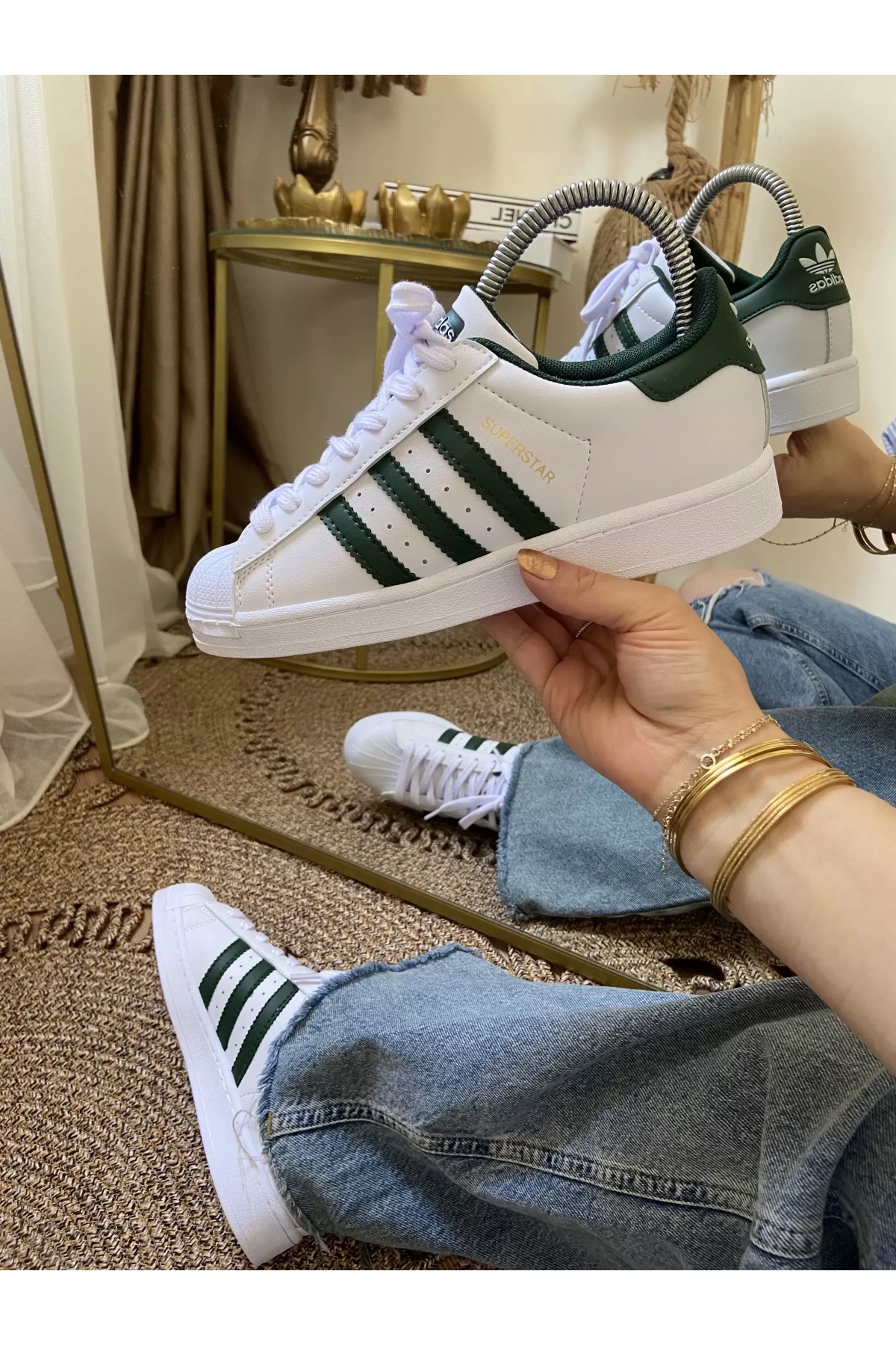 Adidas Süperstar Beyaz Yeşil İthal Unisex