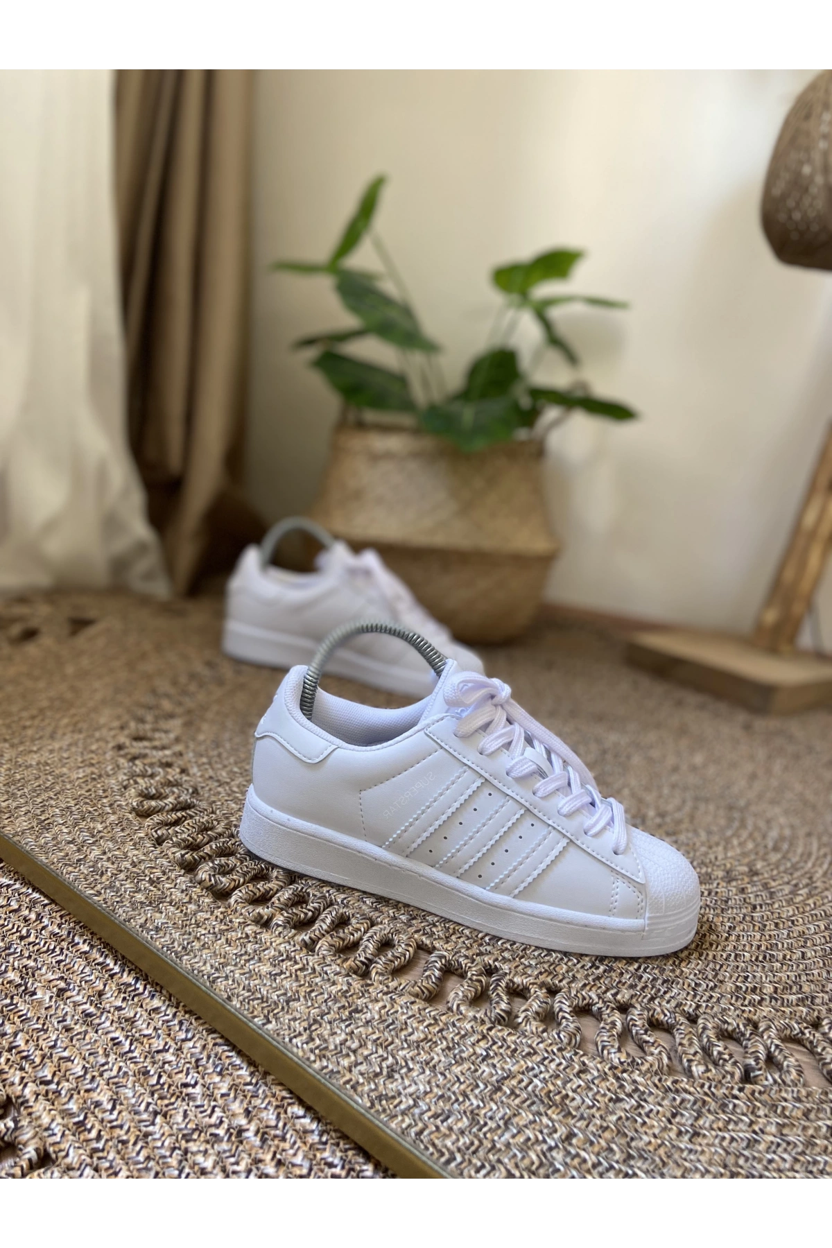 Adidas Süperstar Düz Beyaz İthal Spor Ayakkabı