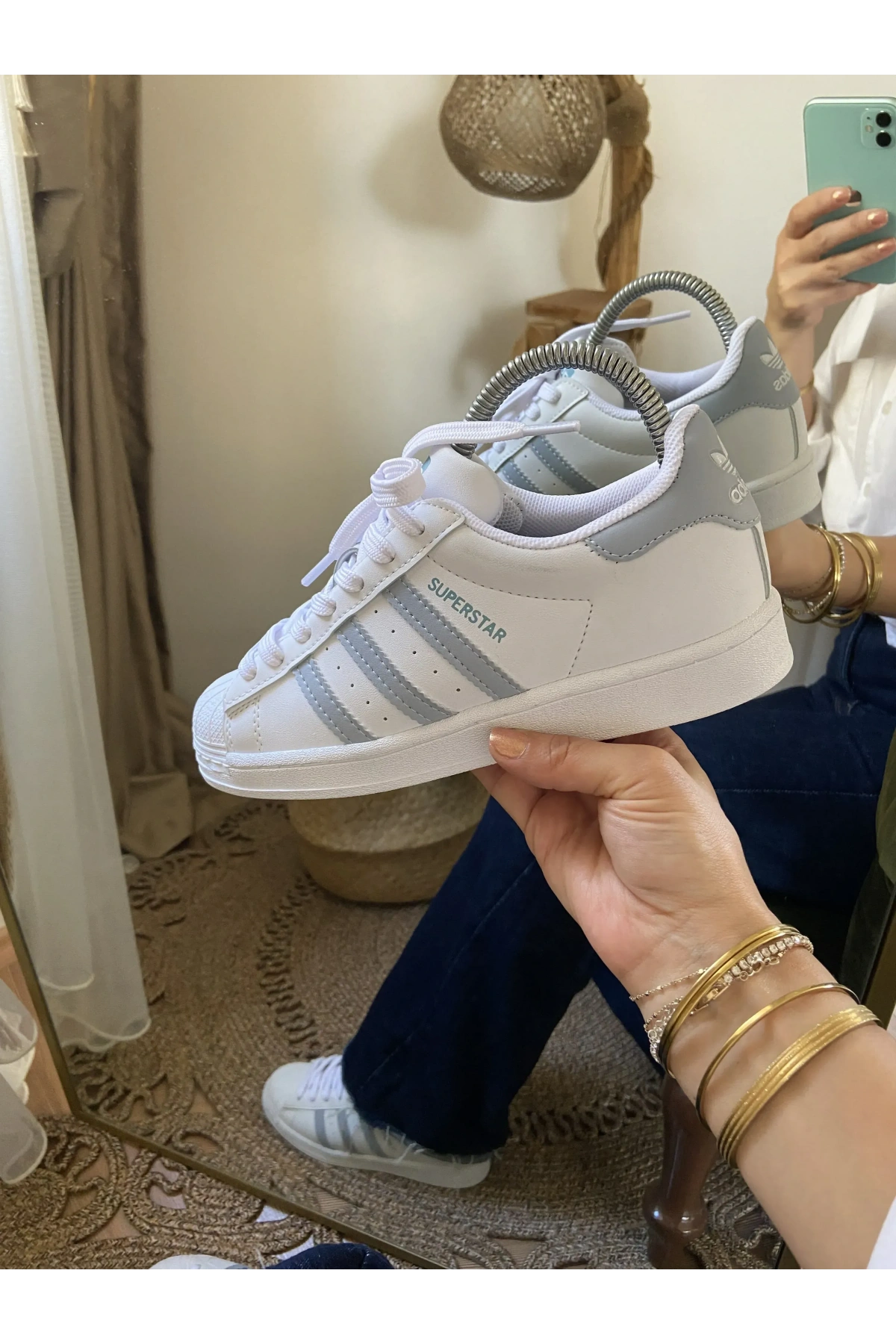 Adidas Superstar Unisex Krem Buz Mavi