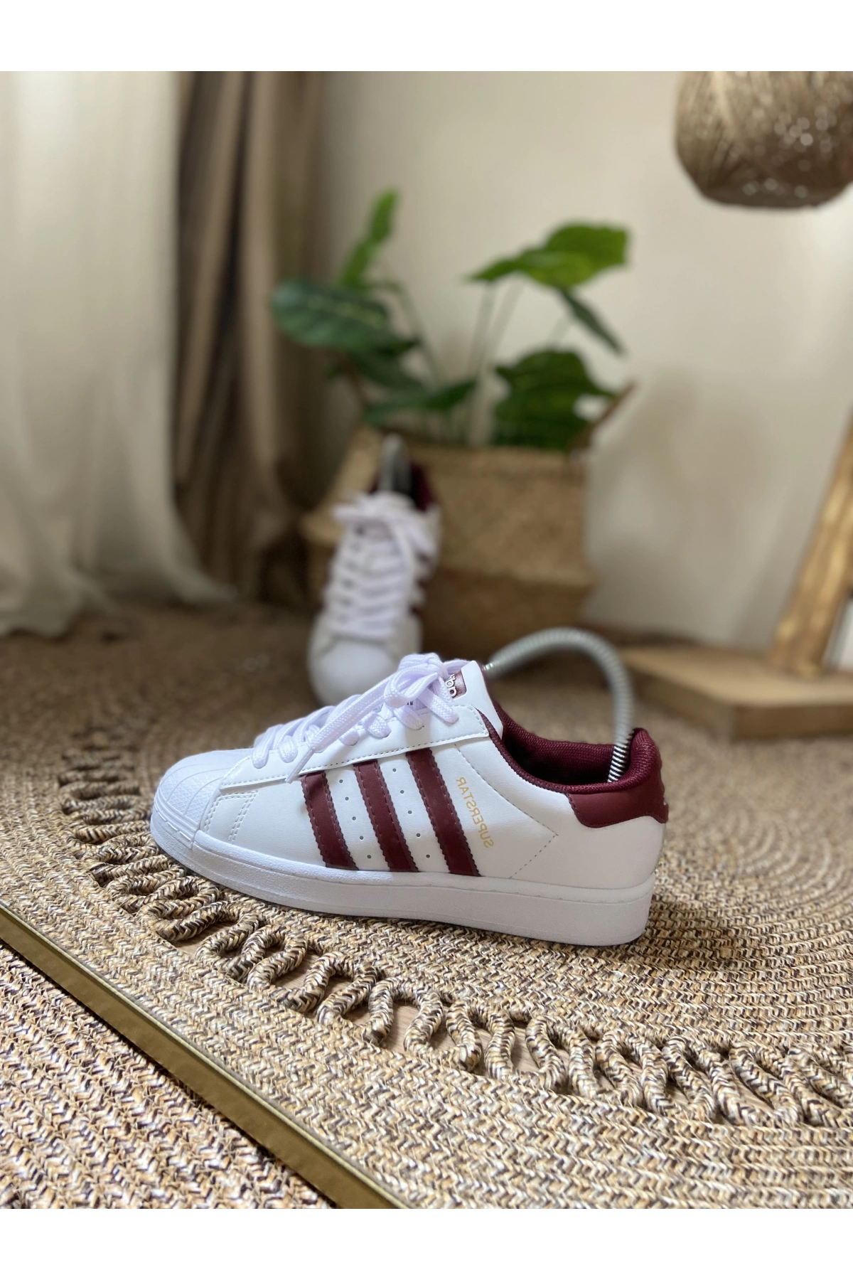 Adidas Süpertstar Beyaz Bordo