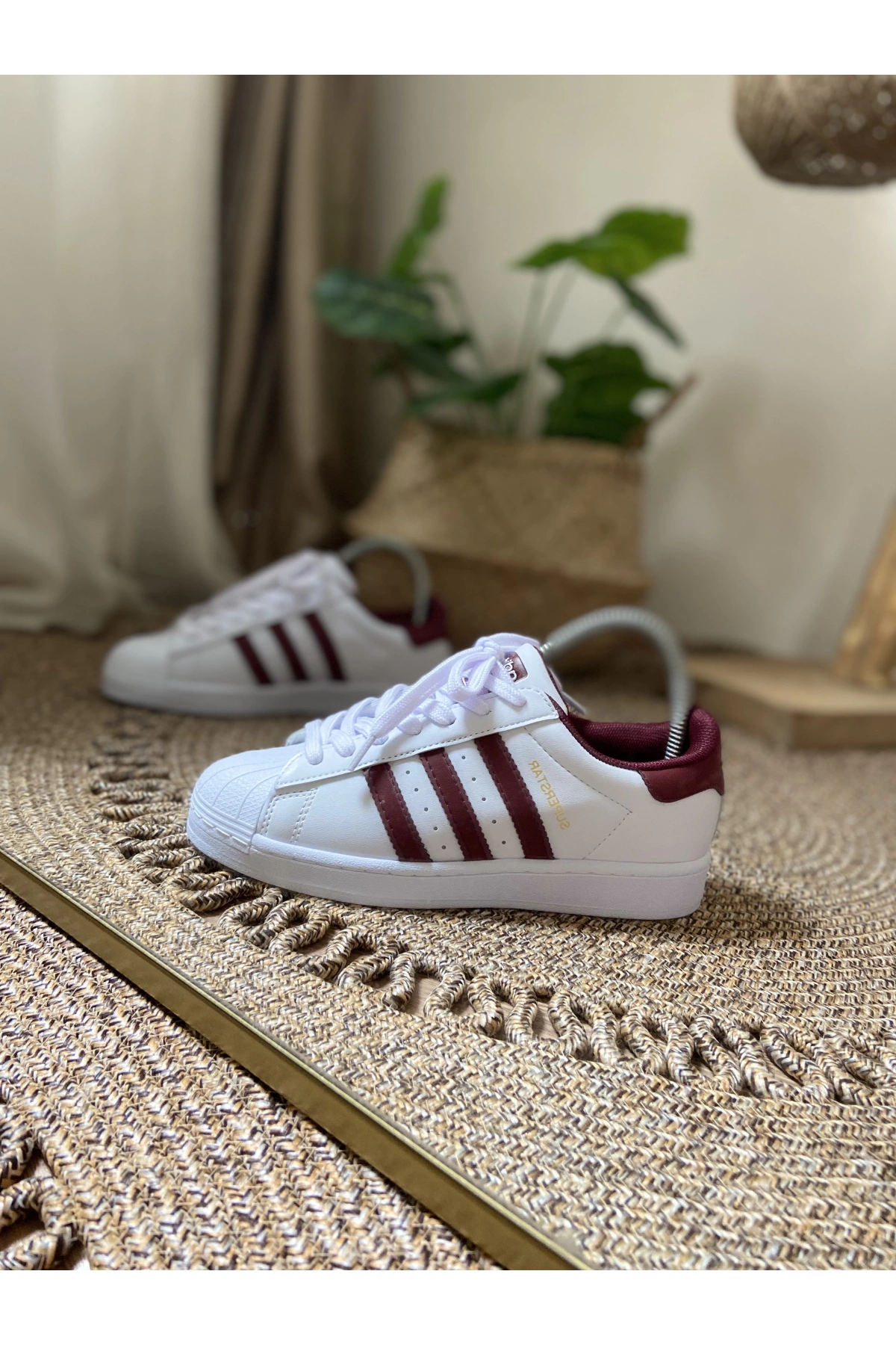 Adidas Süpertstar Beyaz Bordo