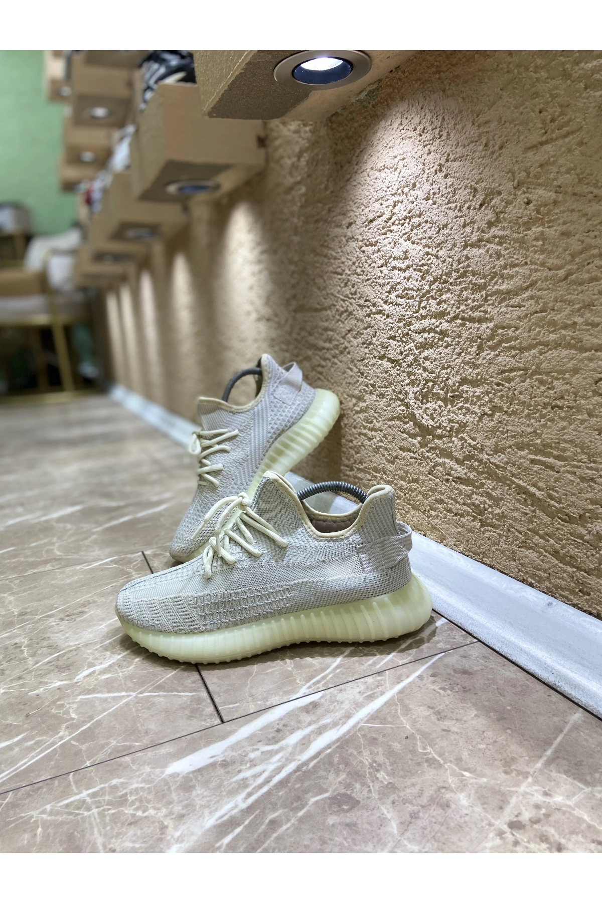 Adidas Yeezy 350 Gri Yeşil Renk İthal Spor Ayakkabı