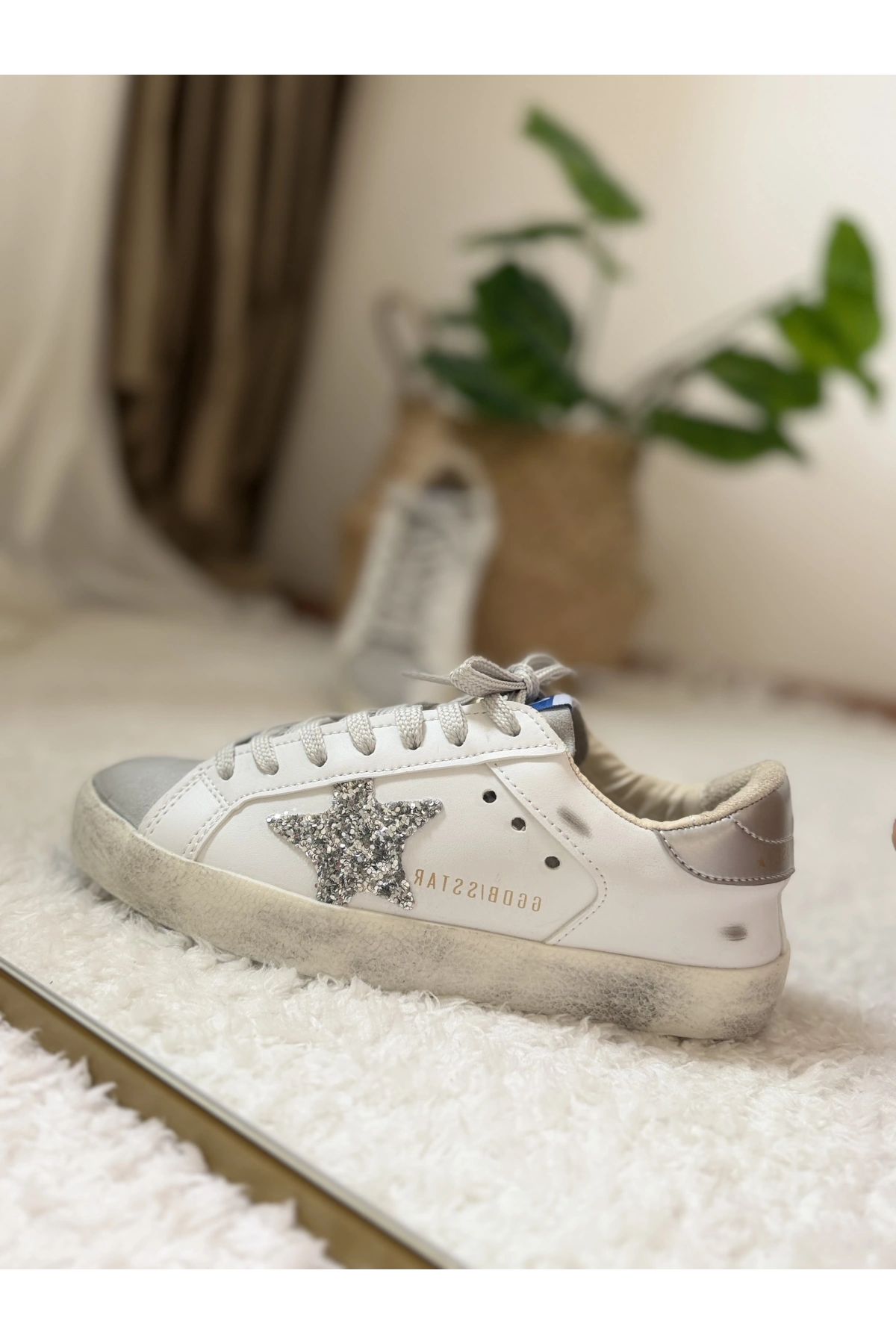 Golden Goose Super-Star White Silver Glitter Kadın Sneaker