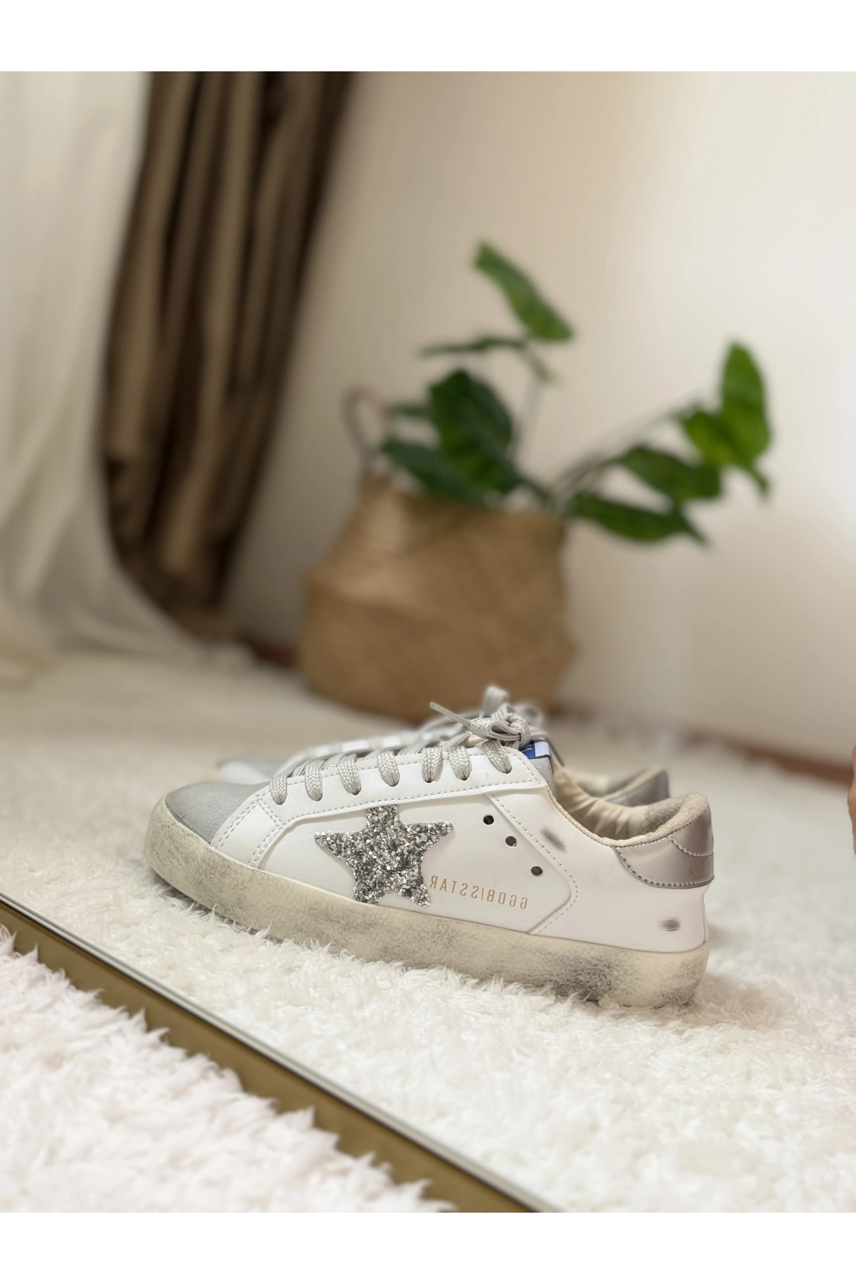 Golden Goose Super-Star White Silver Glitter Kadın Sneaker
