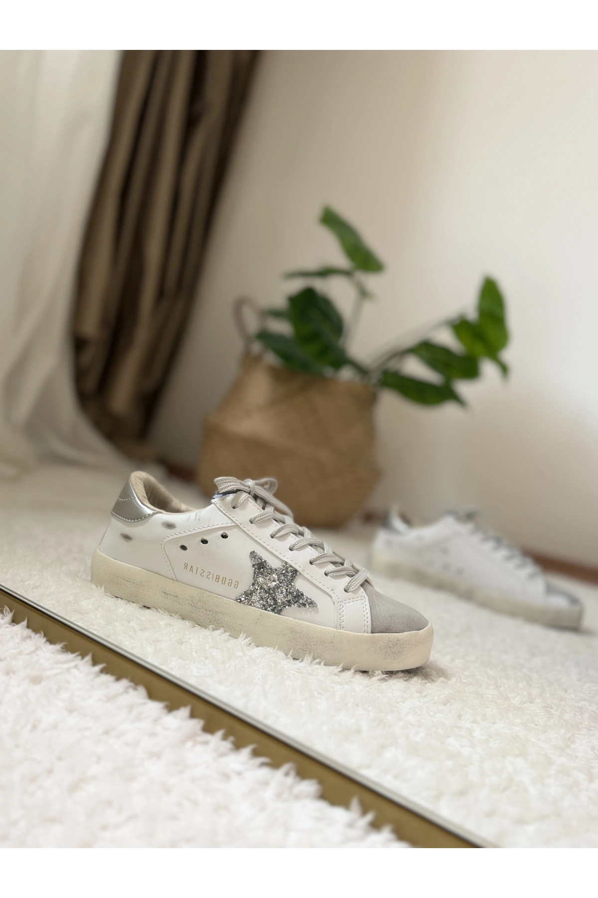 Golden Goose Super-Star White Silver Glitter Kadın Sneaker