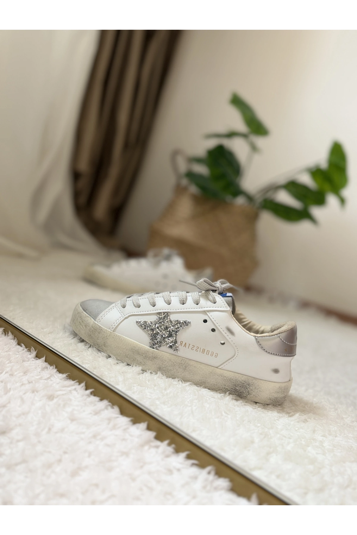 Golden Goose Super-Star White Silver Glitter Kadın Sneaker