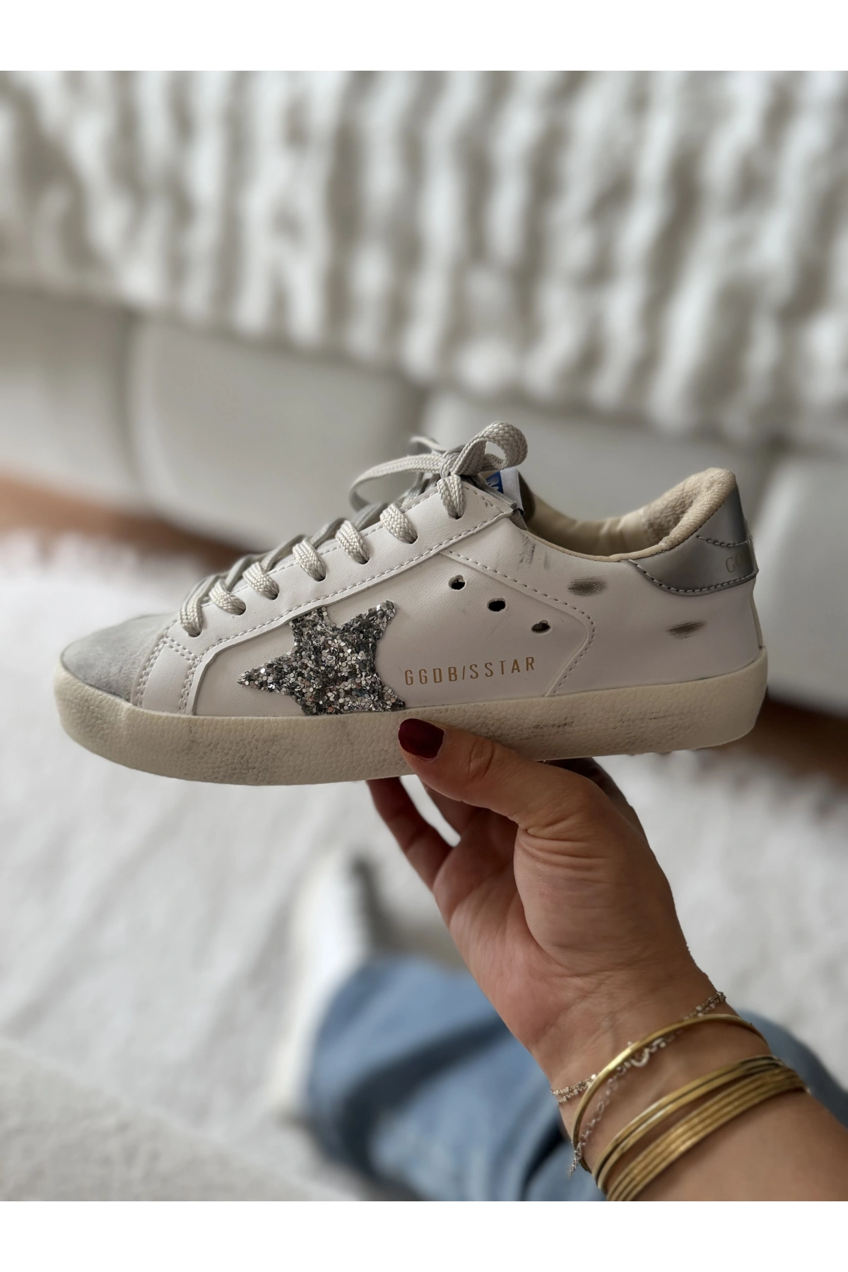 Golden Goose Super-Star White Silver Glitter Kadın Sneaker
