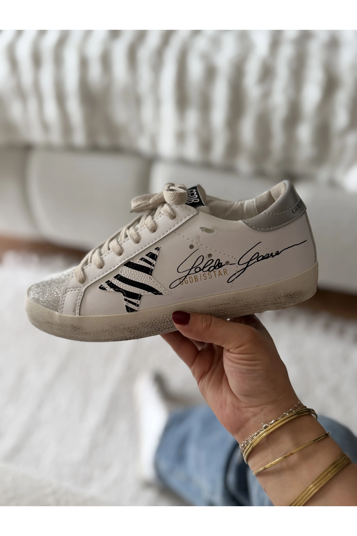 Golden Goose Super-Star Zebra Star White Kadın Sneaker