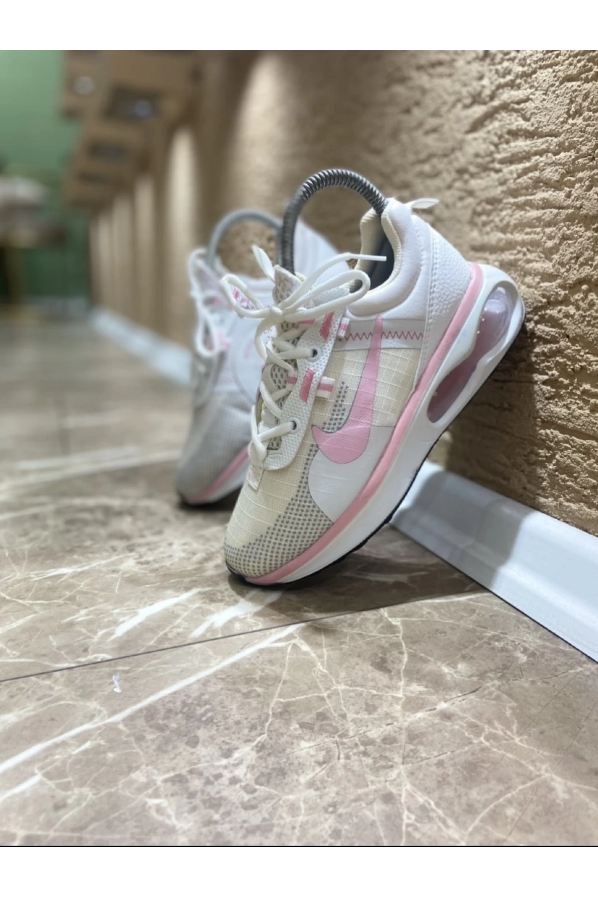 Nike Air Balon Taban Beyaz Pembe Spor Ayakkabı