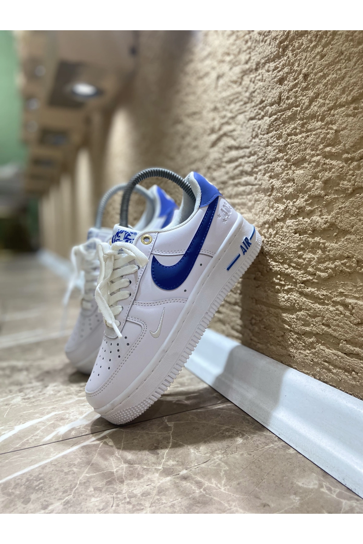 Nike Air Force Beyaz Mavi İthal Spor Ayakkabı