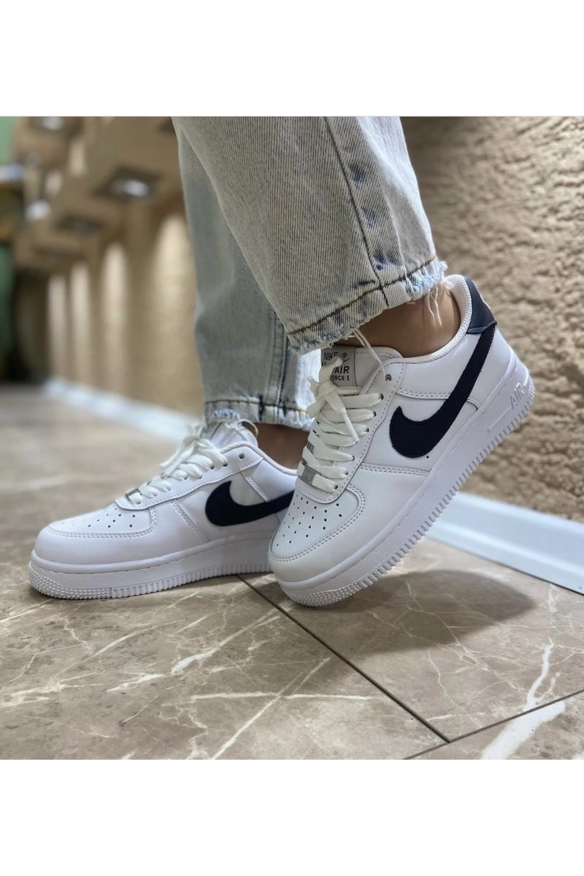 Nike Air Force Beyaz Siyah İthal Spor Ayakkabı