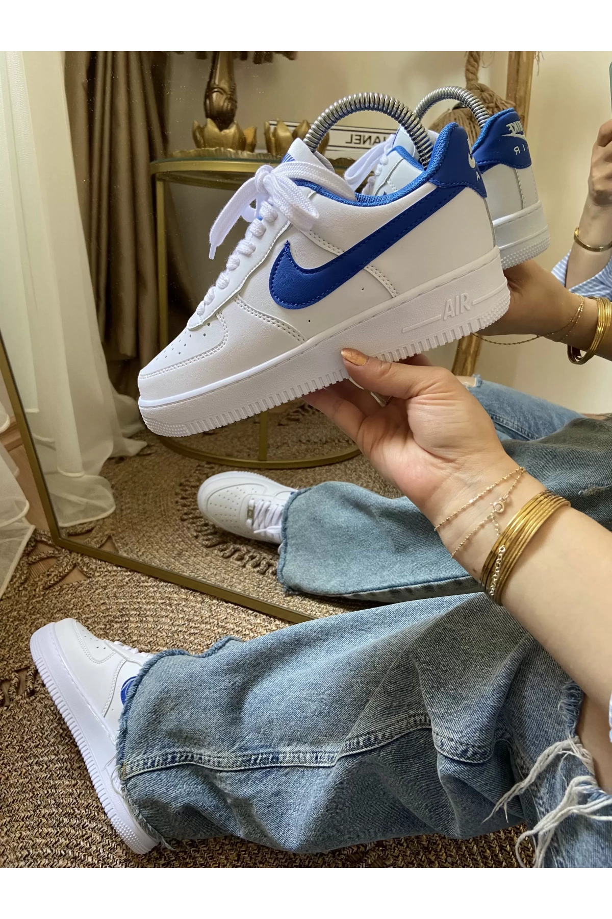 Nike Air Force Beyaz Mavi Unisex