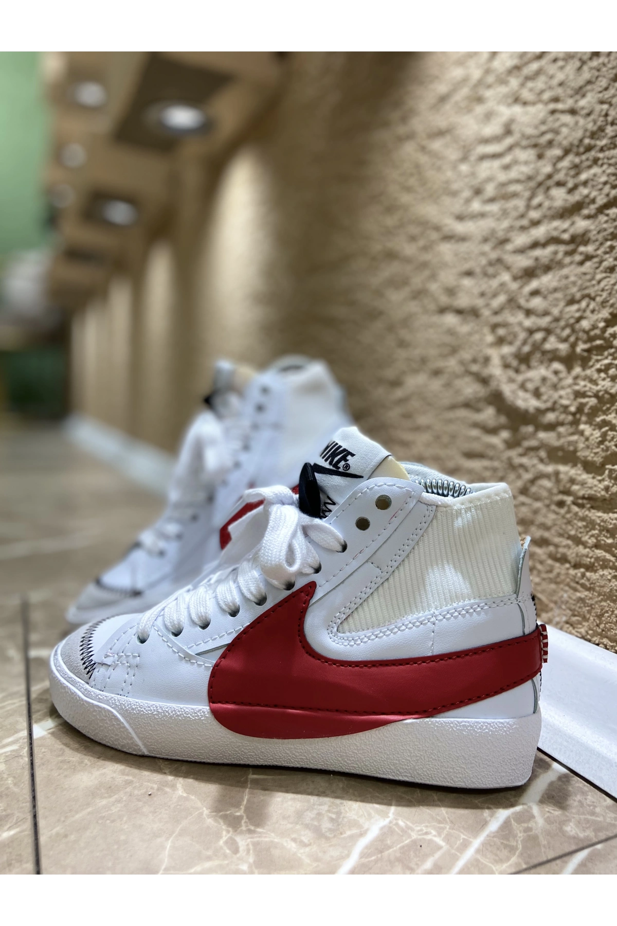 Nike Blazer Jumbo Beyaz Kırmızı İthal Spor Ayakkabı