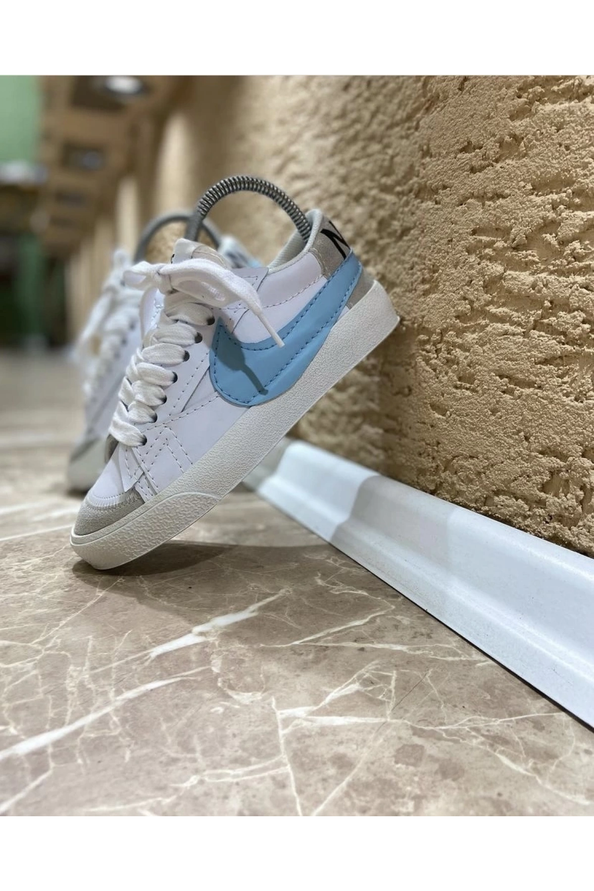 Nike Blazer Kısa Beyaz Mavi İthal Spor Ayakkabı