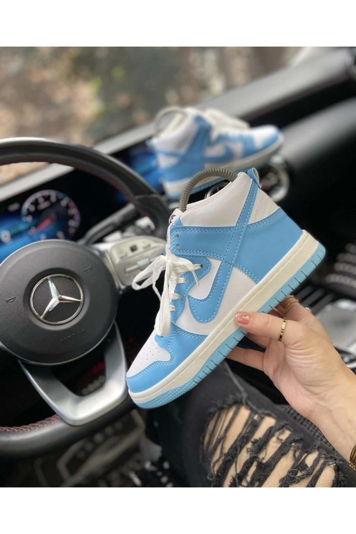 Nike Dunk Boğazlı Mavi Beyaz Spor Ayakkabı