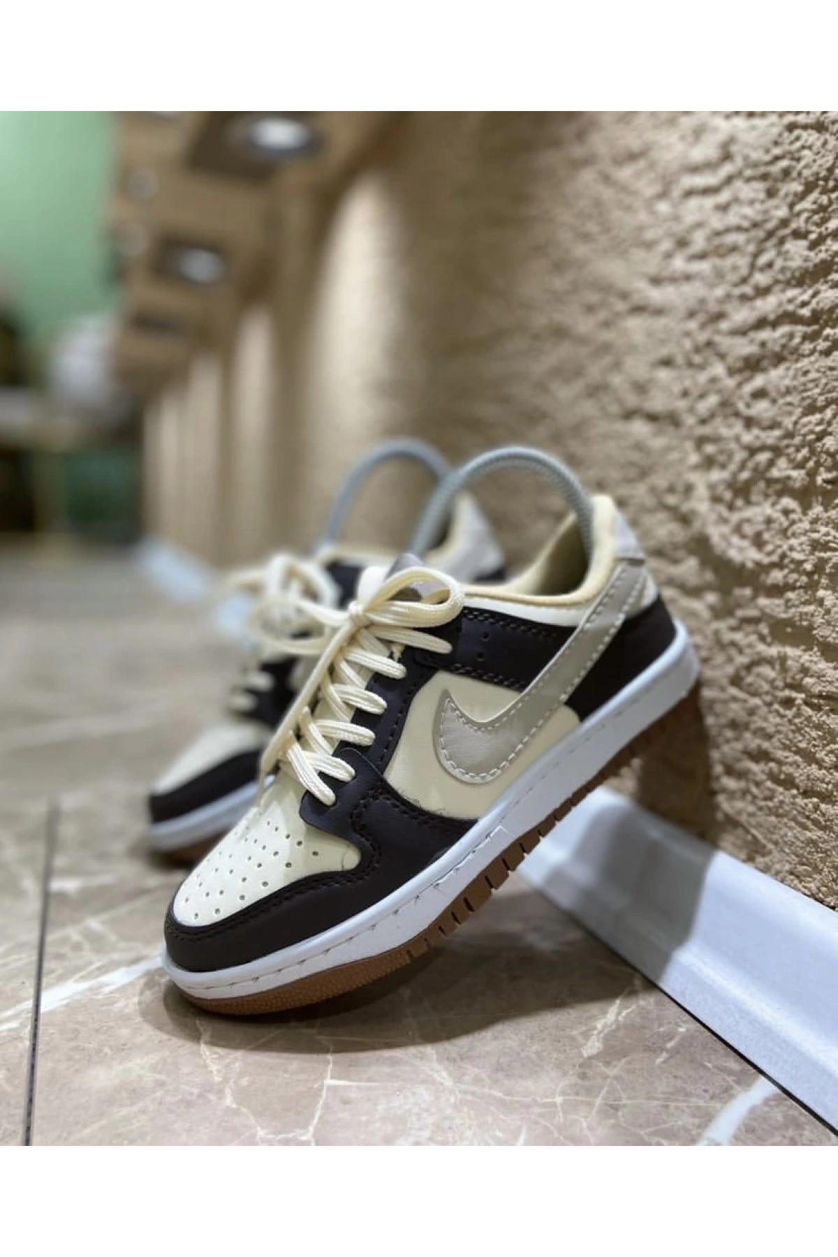 Nike Dunk Deri Kahve Krem İthal Spor Ayakkabı