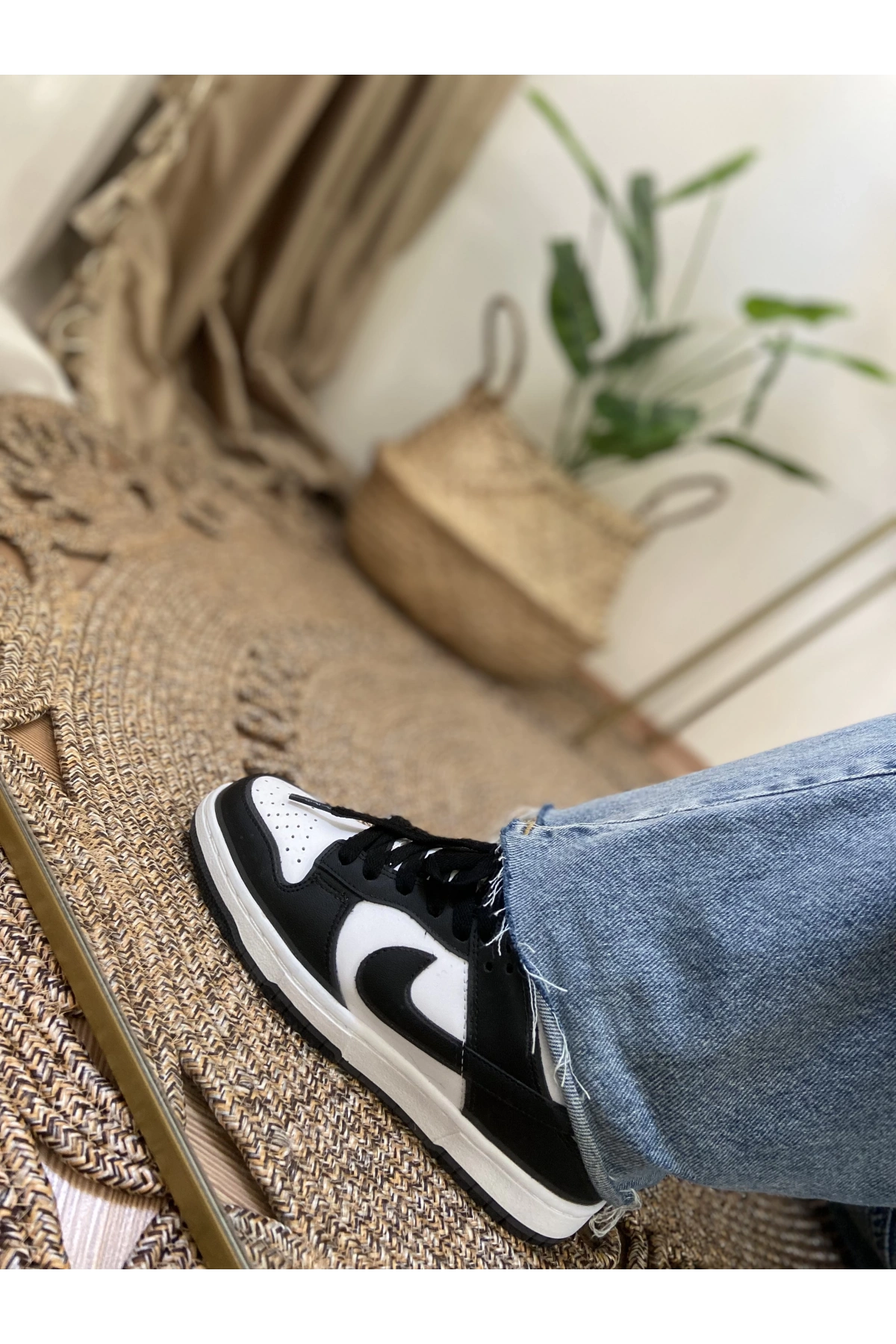 Nike Dunk Deri Siyah Beyaz İthal Spor Ayakkabı