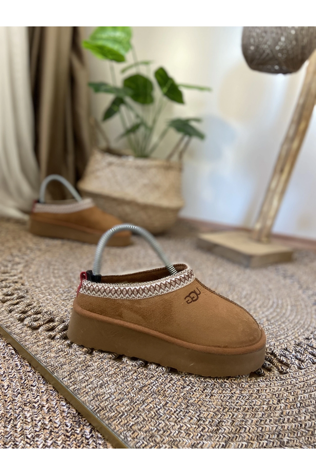 Ugg W Tarz Kalın Taban Taba Süet Terlik