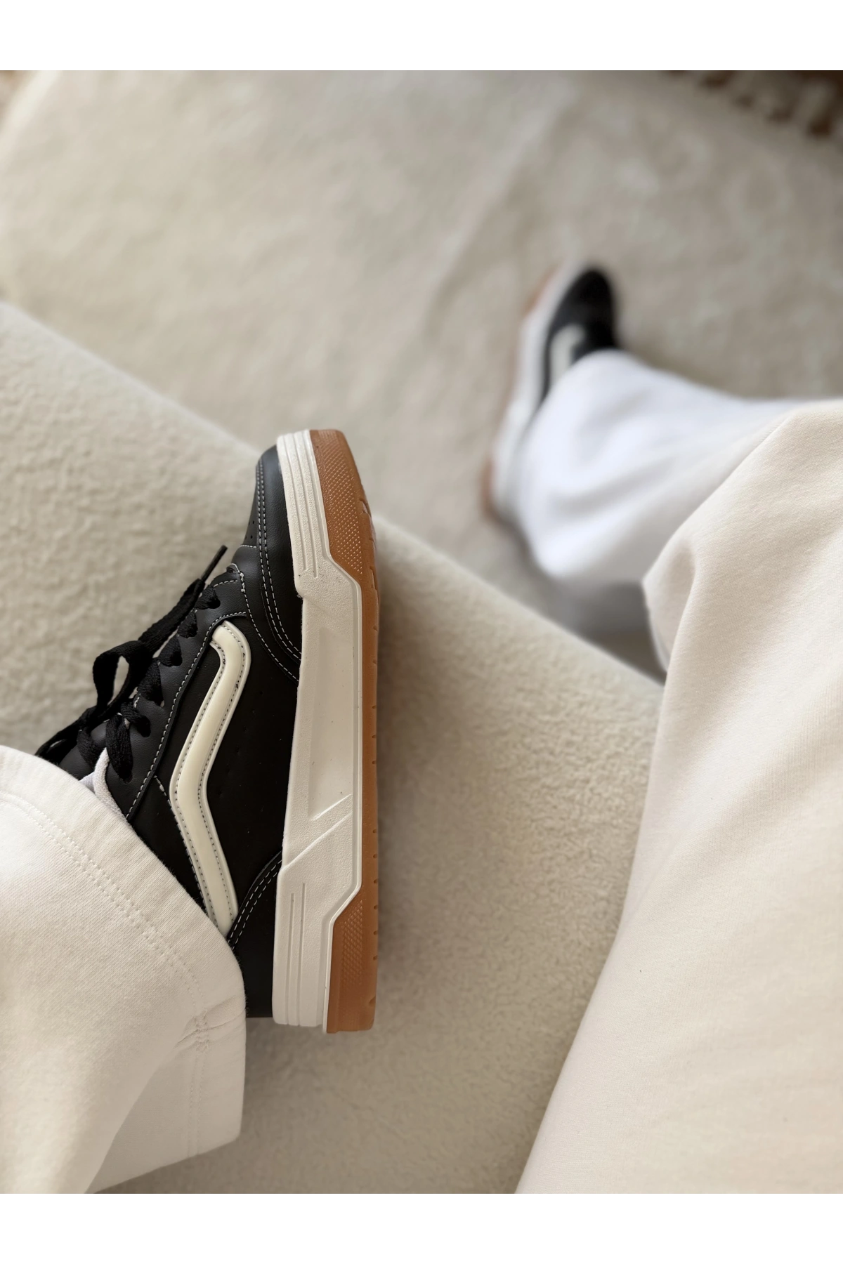 Vans Low Platform Black White Gum Taban Unisex Sneaker