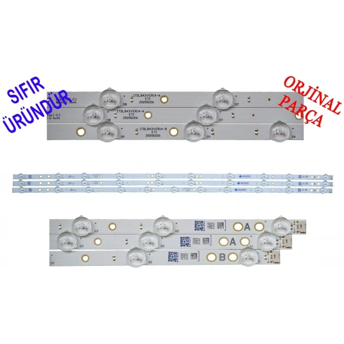 17DLB43VER14-B, 17DLB43VER14-A, LED BAR, VES430QNDB-2D-N41, 20200226, 30105488, 30105491, VESTEL LED BAR BACKLIGHT
