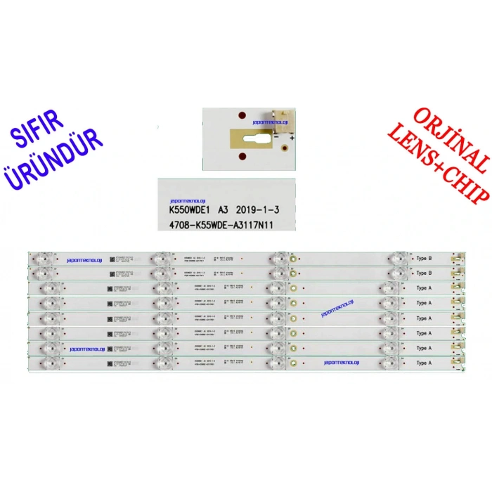 AWOX, FRAMLESS 55, Botech 55BSE7501, BSE55-LX/MTR, TV LED BAR, BACKLIGHT, K550WDE1 A5 , 4708-K550WDE-A5117N01 , 4708-K550WDE-A5117N11 , K550WDE, AWOX FRAMLESS 55, LED BAR,