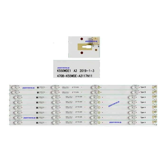 AWOX, FRAMLESS 55, Botech 55BSE7501, BSE55-LX/MTR, TV LED BAR, BACKLIGHT, K550WDE1 A5 , 4708-K550WDE-A5117N01 , 4708-K550WDE-A5117N11 , K550WDE, AWOX FRAMLESS 55, LED BAR,